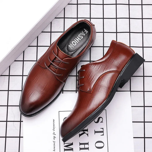 Luxury Pointed Toe Men's Leather Dress Shoes for Formal & Casual Occasions